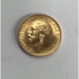 George V 1925 Sovereign with a jewellery mounted plated half sovereign