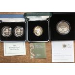 Royal Mint Silver Proof Coins in Original Case with Certificate of Authenticity, includes 1989 Two