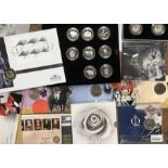 Royal Mint £5 coins in Original Presentation folders & cases with other Commemorative issues & First