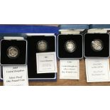 Royal Mint Silver Proof Coins in Original Case with Certificate of Authenticity, includes £1 Coins