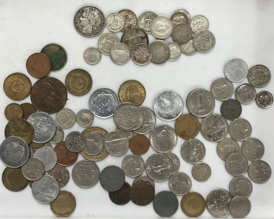 Small coin collection of British and world, includes silver.