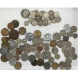 Small coin collection of British and world, includes silver.