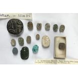 Ancient Egypt Carved Scarab Beatles and other Carved items of a variety of materials.