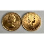 Elizabeth II Sovereigns of 1965 & 1966 (In capsules).