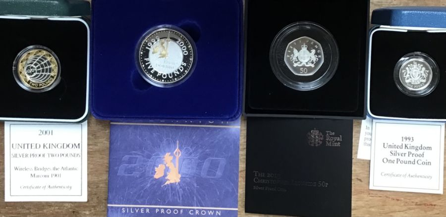 Royal Mint Silver Proof Coins in Original Case with Certificate of Authenticity, includes 1993