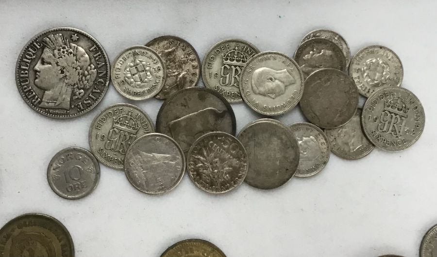 Small coin collection of British and world, includes silver. - Image 2 of 2