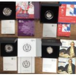 Royal Mint Silver Proof Coins in Original Cases with Certificate of Authenticity, includes 2016