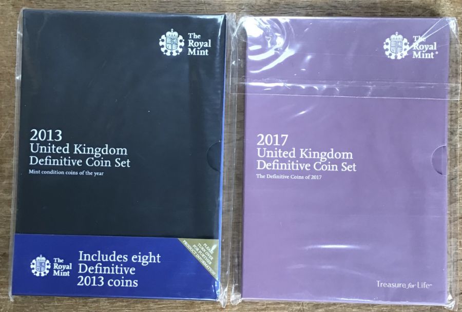 Royal Mint Definitive Coin sets of 2013 & 2017.