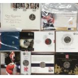 Collection of Royal Mint BU coins in Original Presentation folders includes Queen’s Equestrian Crown