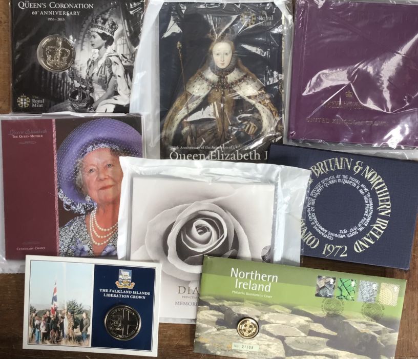 Royal Mint presentation Brilliant Uncirculated Coins in Original folders. Includes 1972 proof year