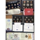 Royal Mint Proof year sets in Original presentation cases of 1991, 1995, 2000 (in metal tin) and