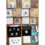 Royal Mint Silver Proof Coins in Original Cases with Certificate of Authenticity, includes Two