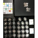 Royal Mint silver proof London 2012 Olympic 50p collection, In Original Case with Certificates.