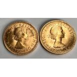 Elizabeth II Sovereigns of 1959 & 1962. (In capsules).
