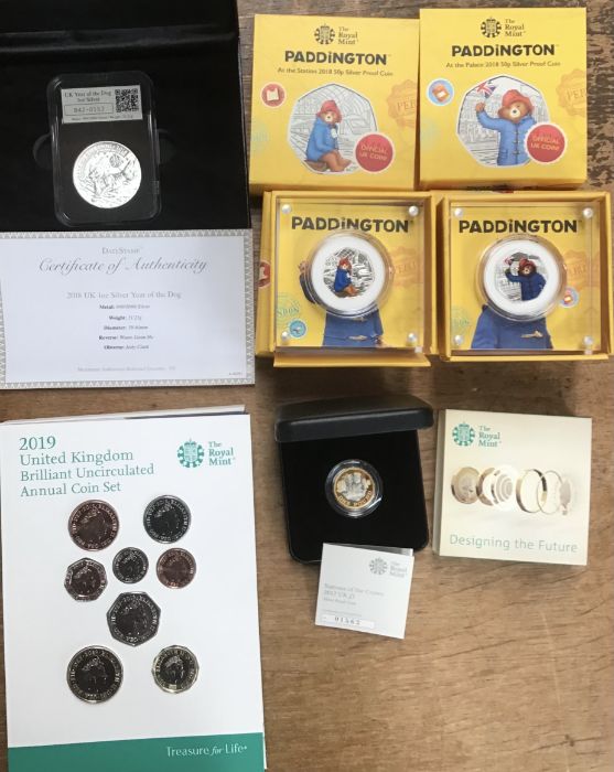 Royal Mint Silver Proof coins and BU 2019 year set.