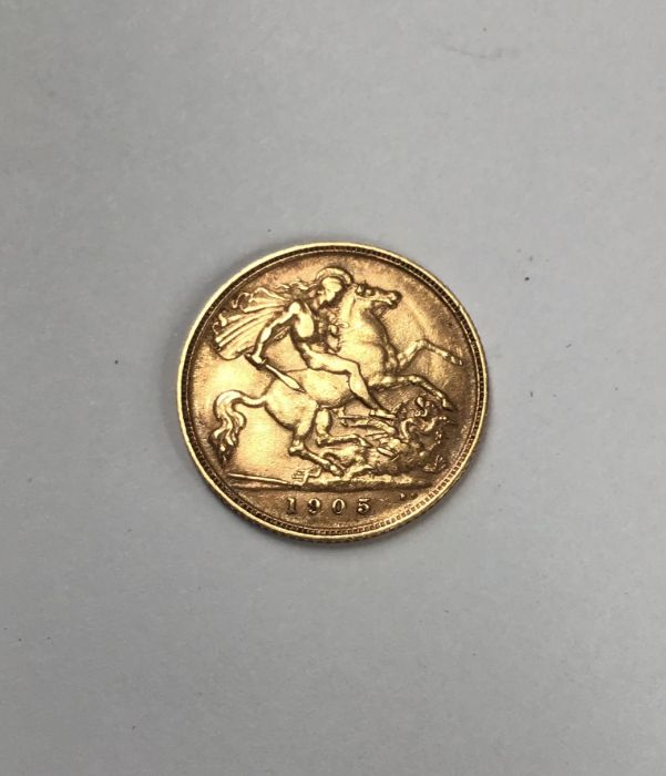 Edward VII gold half Sovereign. - Image 2 of 2