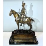 After Meunier, Paris (signed on the plinth), bronze Napoleonic Soldier on horseback patination,