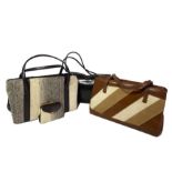 A box of vintage handbags, 1950s-1970s to include a great wool blanket covered bag with matching