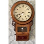 A 19th Century oak and inlaid Anglo-American 8-day wall clock by Jerome & co circa 1850, 31cm