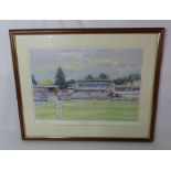 Cricket print Alan Donald , South Africa and Warwickshire CCC , at Edgbaston 1995 . Signed Print -