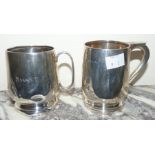 A silver trophy mug in Georgian style with scroll handle and inscription, Birmingham 1937, 9.5cm h