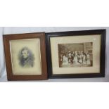 2 large framed photographs of a wedding party and a gentleman , early 20th C 25cm x 35cm and 29cm