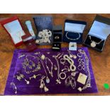 A large collection of sterling silver and white metal jewellery - comprising of a large amount of