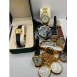 A selection of eight wristwatches and two goldtone pendant watches on chains. To include watches