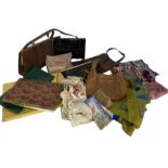 A box of bags, scarves and handkerchiefs, 1950s and later (qty)