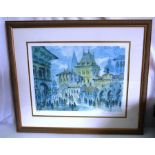 A Krasnyansky limited edition lithograph , titled "Streets of Prague"  signed by the artist Number