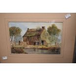 Five late 19th/early 20th Century watercolours, three rural scenes and two depicting houses, largest