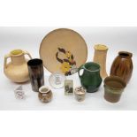Collection of mid 20th century vases, pots and charger including Poole Vase