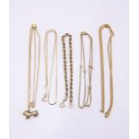 A collection of 9ct gold jewellery to include 9ct gold ball and chain link necklace, rope twist