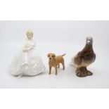 Beswick Pigeon, 1383, Beswick Labrador, and a Doulton lady Heater