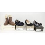 A collection of 8 branded boxed boots and shoes, all size 3 and 3.5