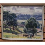 Harold Dearden (British, 1888-1962). Wiltshire Downs, oil on board, 48 x 60cm