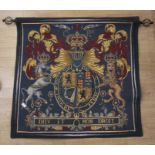 Wall hanging tapestry 20th century blue ground royal standard 75cm x 75cm