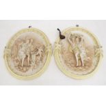 Pair of ceramic continental wall hanging plaques classical design