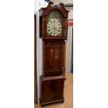 A late Victorian eight day longcase clock Syfle Leee (Leeds?) with still arch 14" white dial