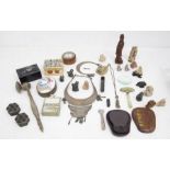 A collection of 20th Century Chinese items including boxed seals, gavel, compass, jadite roller,