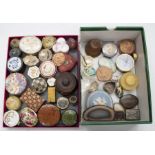Collection of collectors trinket boxes & ceramic along with treen examples