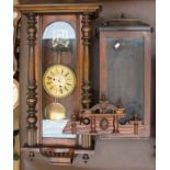 19th century mahogany wall clock along with early 20th century mahogany clock case