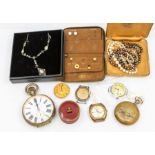 A collection of pocket watches including a Mappin & Webb white metal Goliath pocket watch, an 8