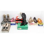 A collection of 8 branded boxed boots and shoes, all size 4