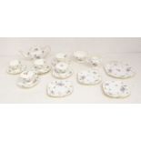 A Hammersley china tea set comprising of 5 cups and 6 saucers, teapot, milk jug, sugar basin and 6