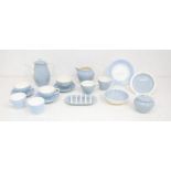 Collection of 1950s Wedgewood dinner and tea set light blue in colour with white detail including