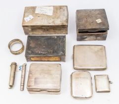A collection of silver to include a cedar lined cigar box, London assay mark, two smaller boxes, a