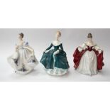 Three Royal Doulton lady figures including Sara, Beatrice and Janine