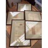 Collection of five framed 18th century letters to a Leicester Constable and Gaol