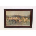 Rugby: A framed and glazed print, "Battle of the Roses", based from the 1895 painting by William B